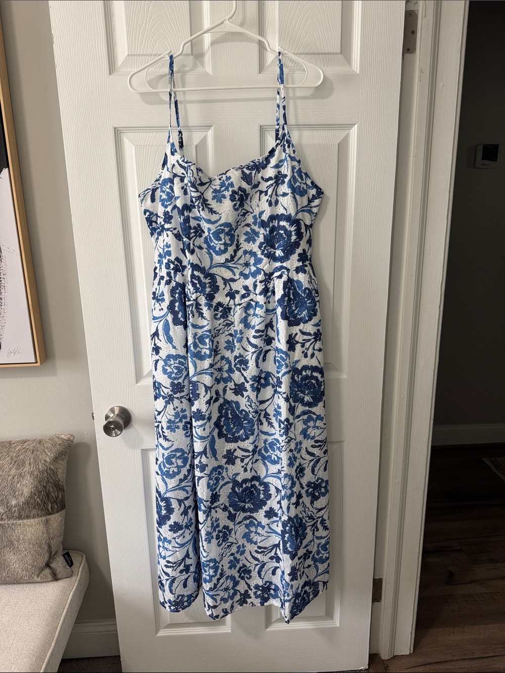 NWT Blue Floral Spaghetti-Strap Maxi Dress